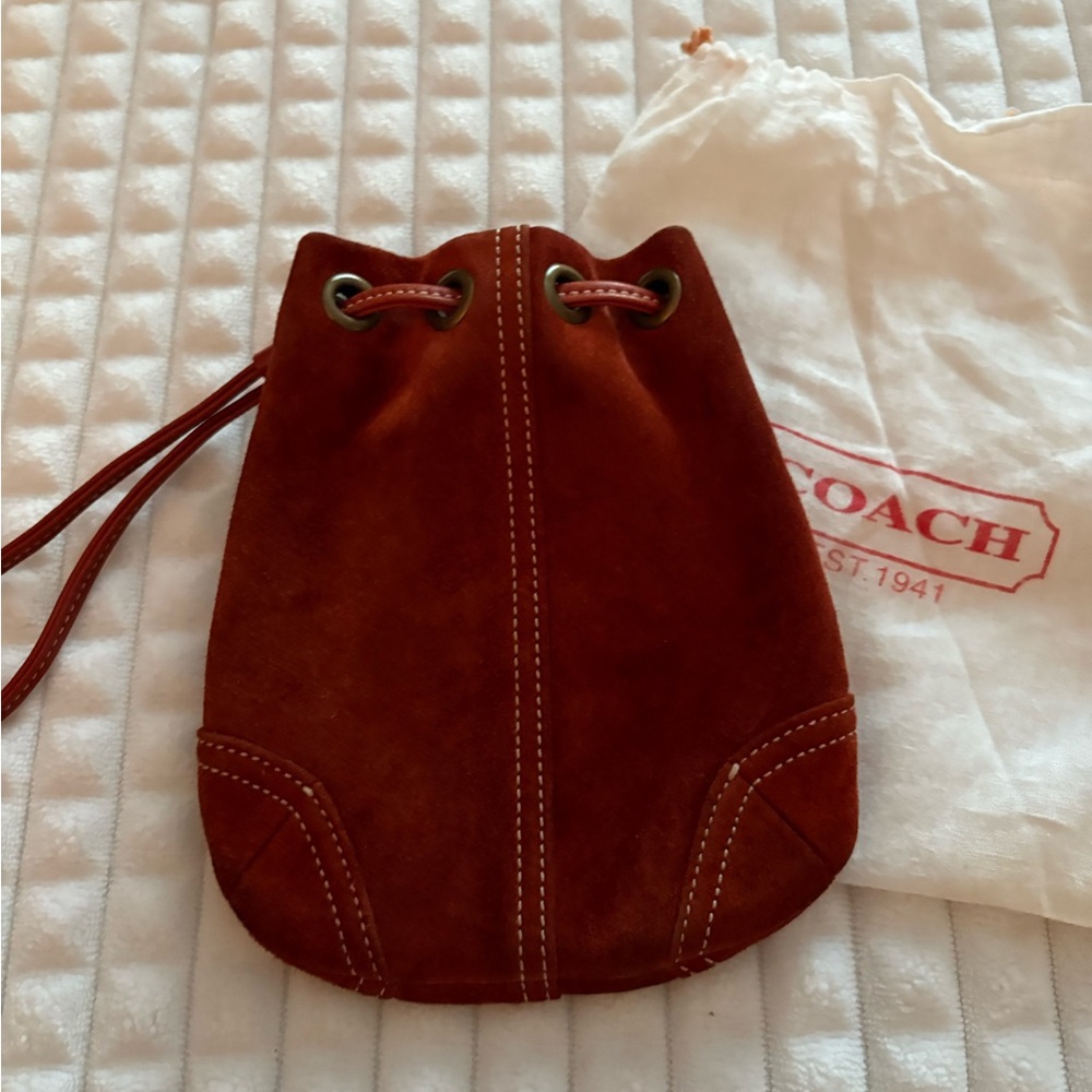 Coach Tan Suede Wristlet Bag - Picture 2 of 4